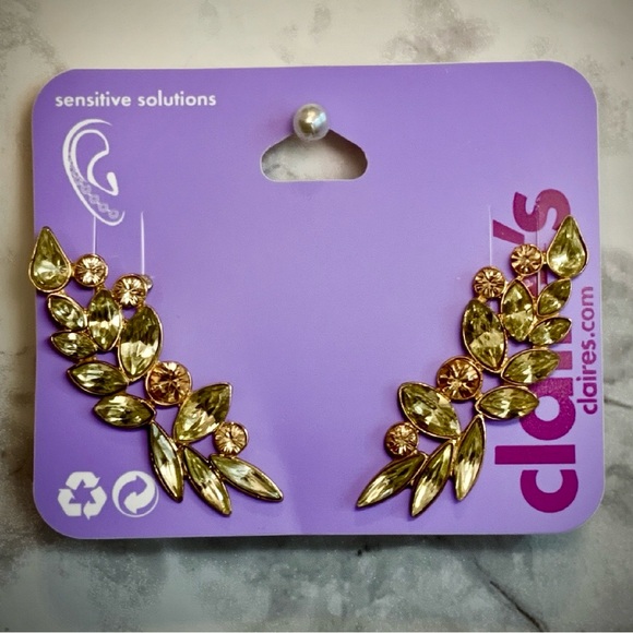 Claire's Jewelry - Claire's Gold and Yellow Post and Cuff Earrings